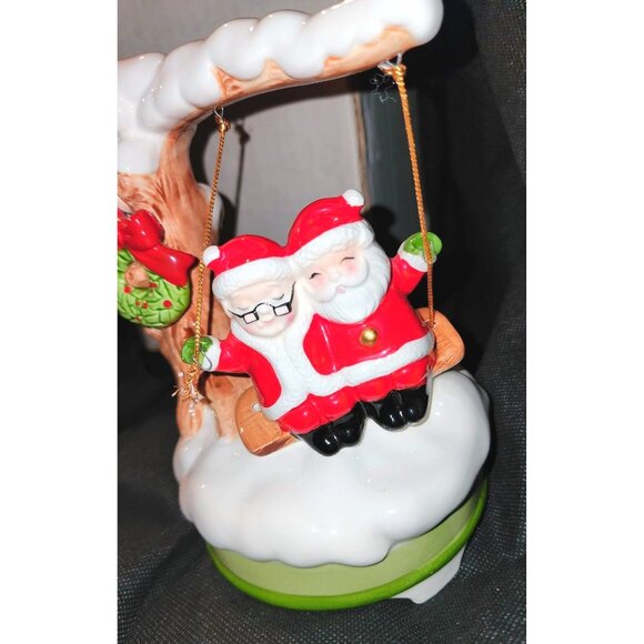 Ron Gordon Designs Inc. White Christmas Ceramic Santa & Mrs. Claus Swing Figurin - Picture 1 of 11